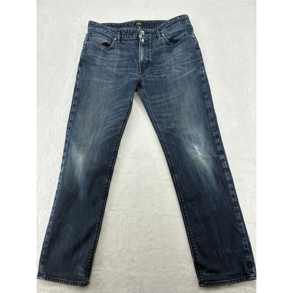 BOSS Hugo Boss Jeans Mens 32x26 Denim Dark Blue Stretch Straight Leg Pants